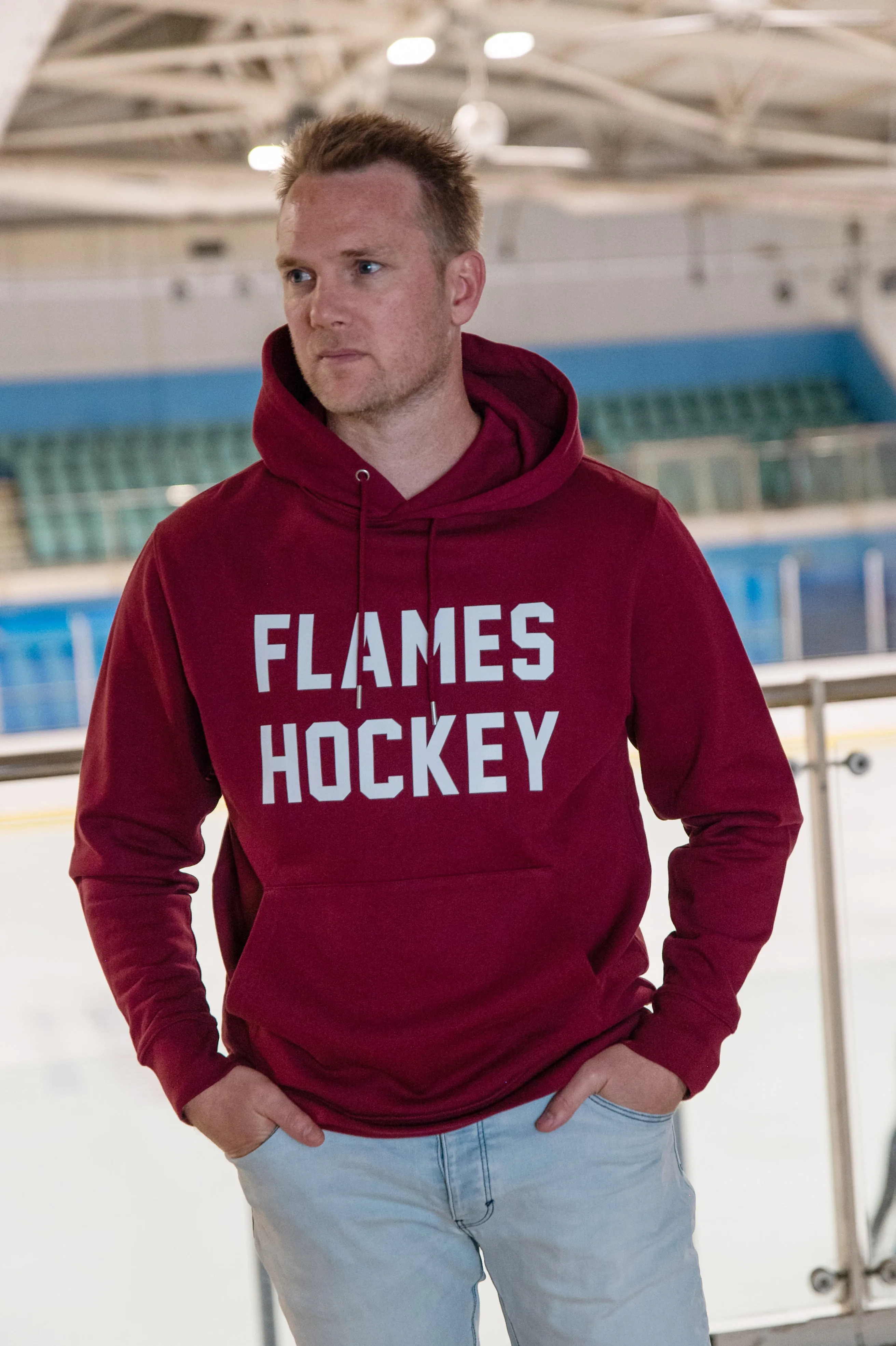 Flames Hockey Hoodie Burgundy