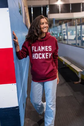 Flames Hockey Hoodie Burgundy