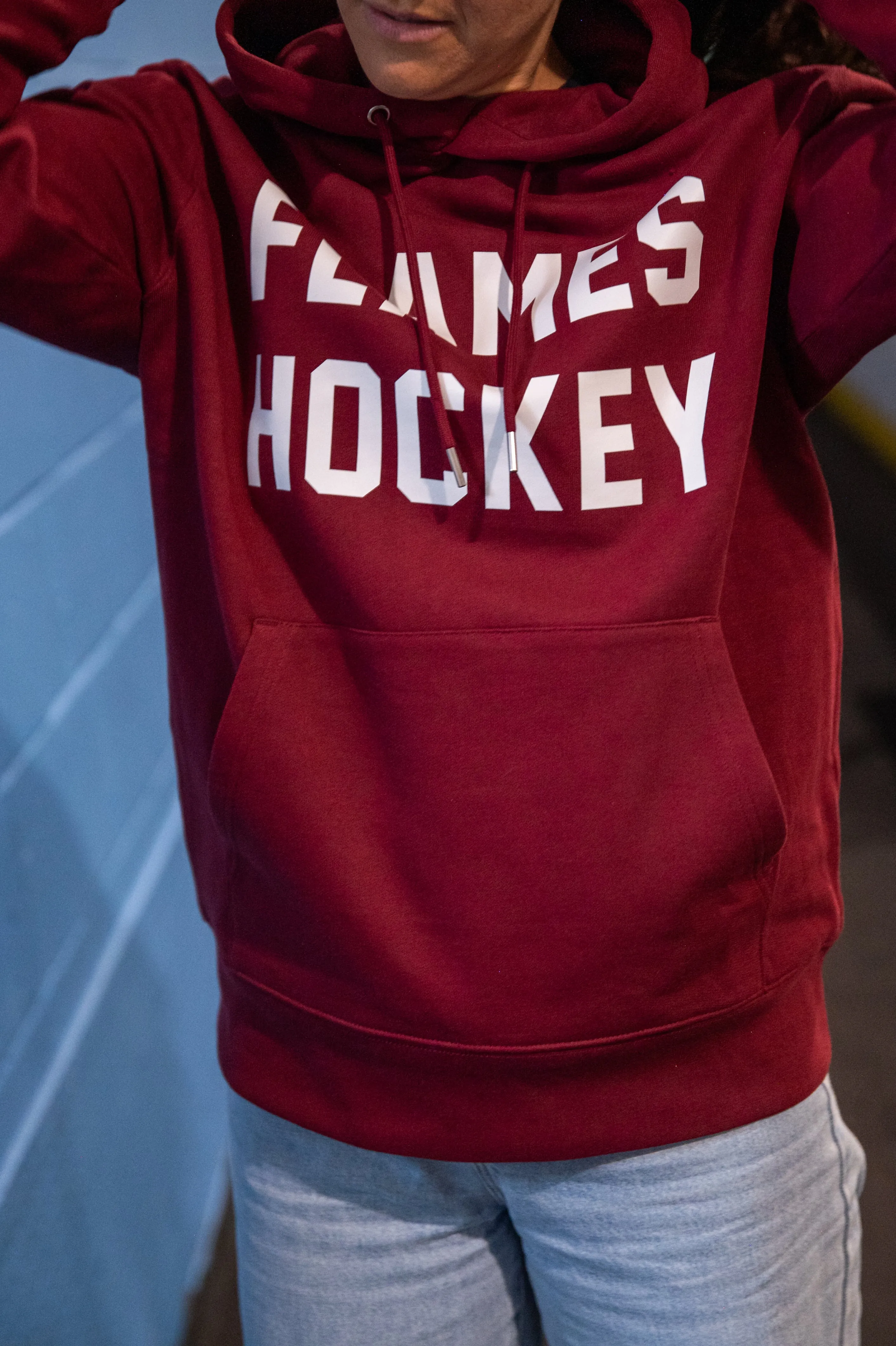 Flames Hockey Hoodie Burgundy