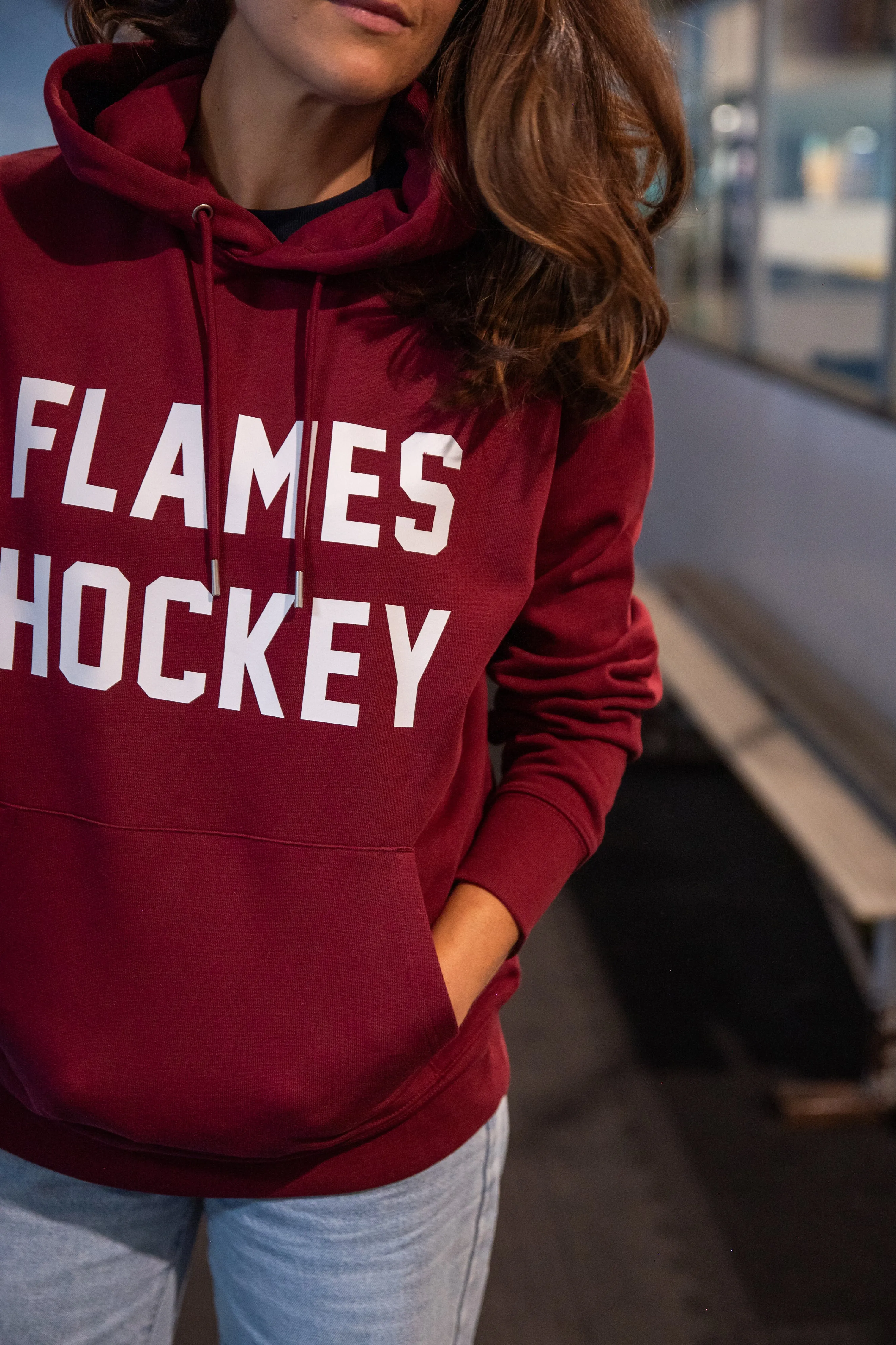 Flames Hockey Hoodie Burgundy