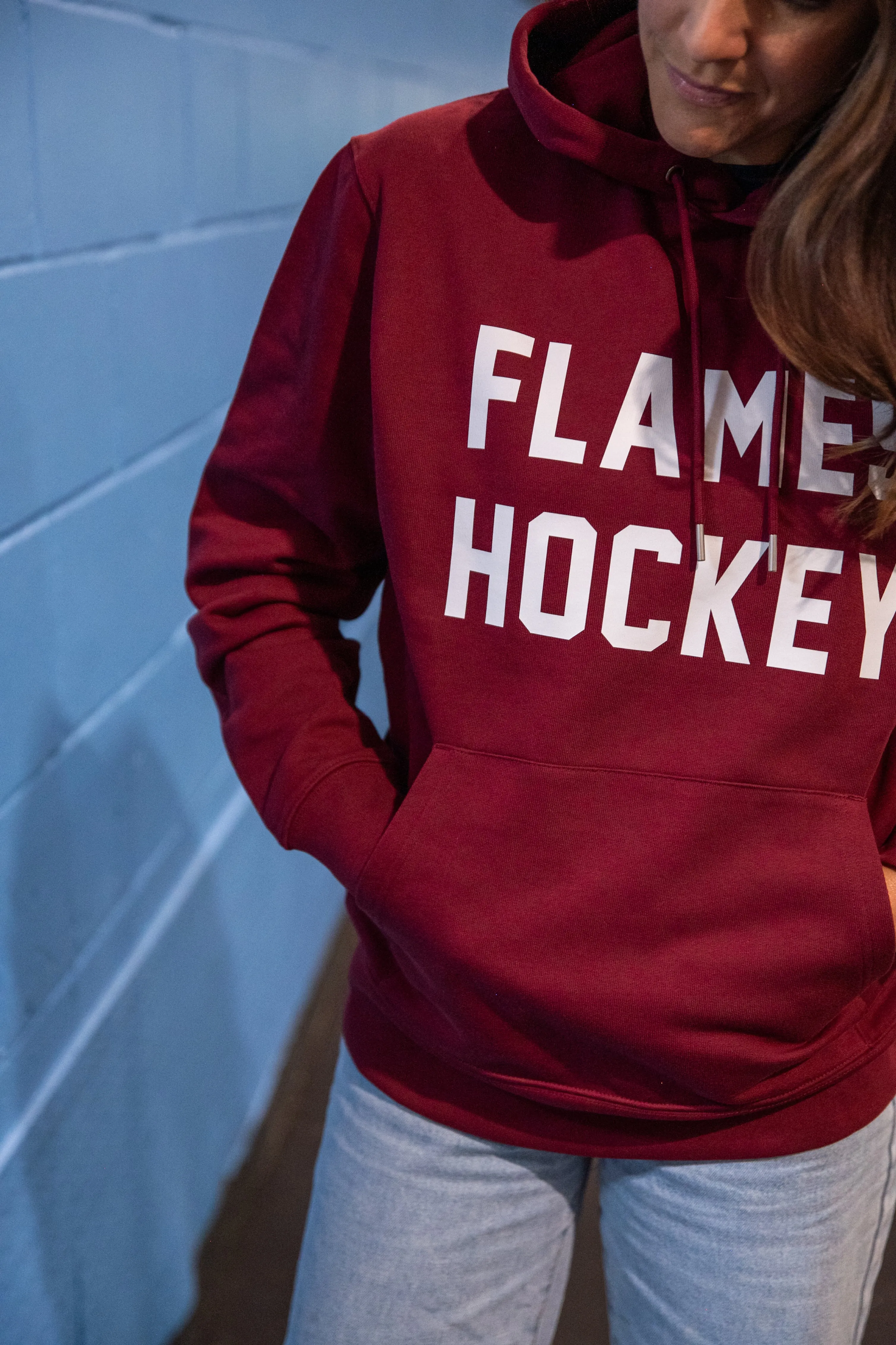 Flames Hockey Hoodie Burgundy