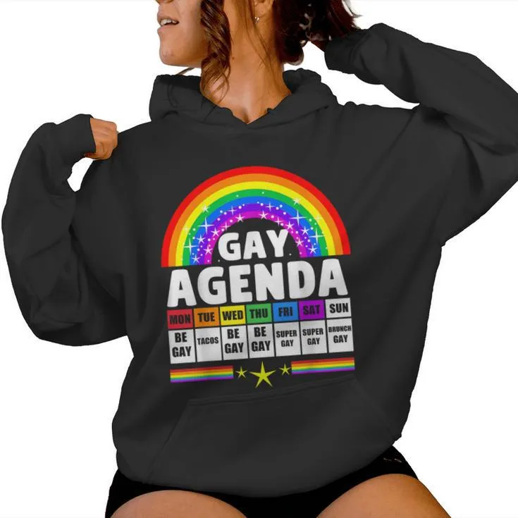 Gay Agenda Pride Month Gay Pride Rainbow Flag Lgbtq Women Hoodie