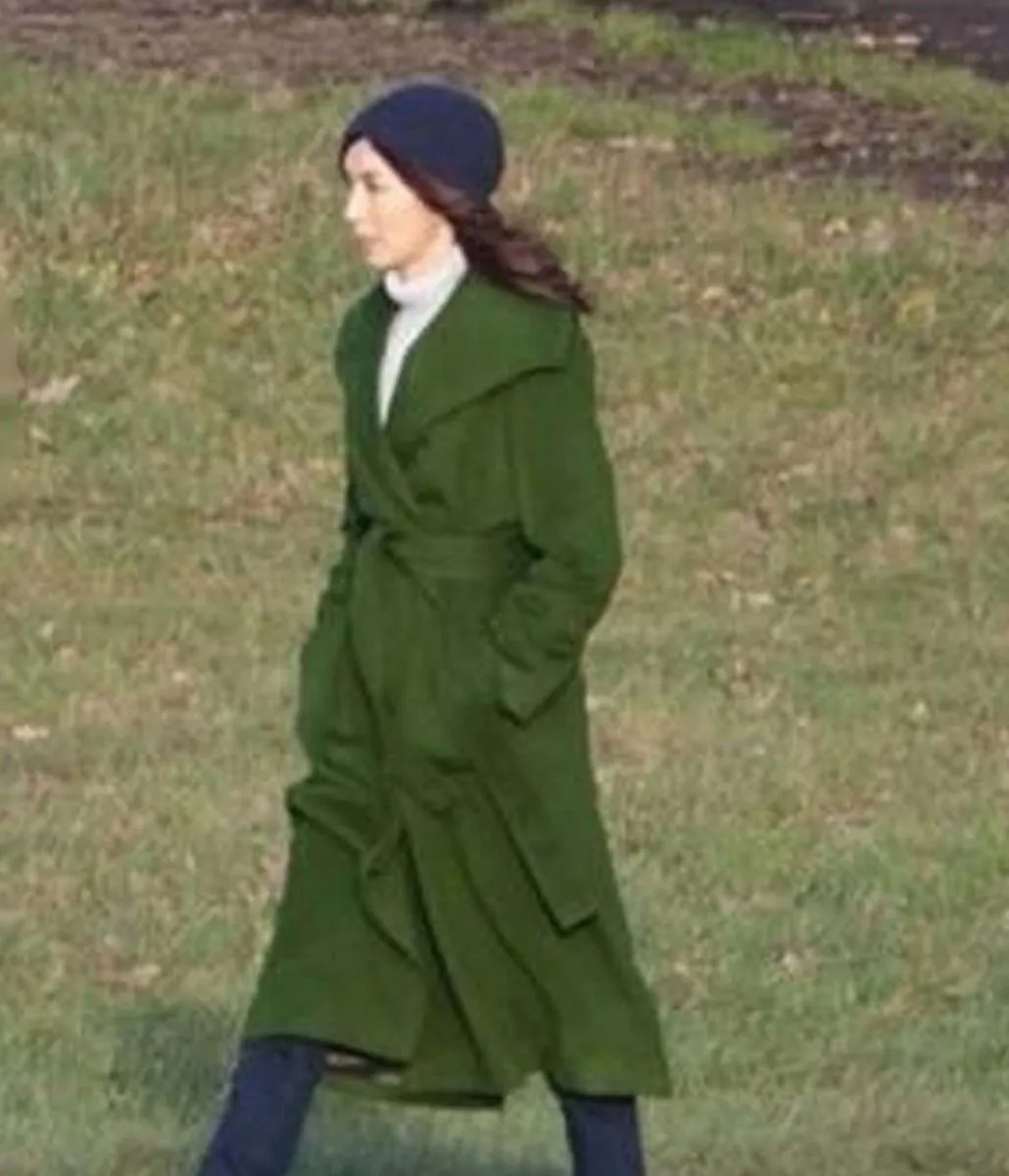 Gemma Chan Eternals Green Wool Coat