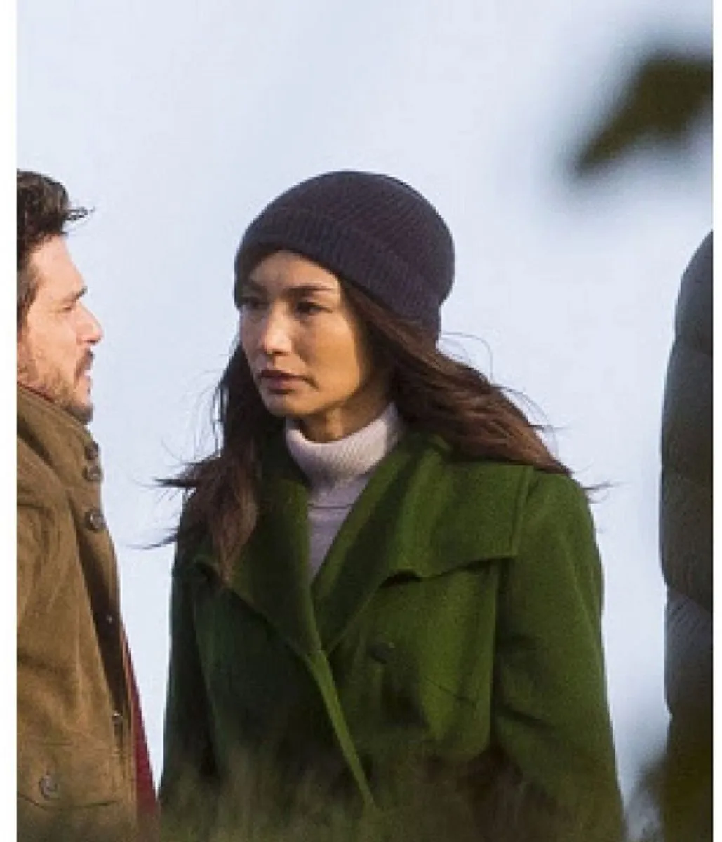 Gemma Chan Eternals Green Wool Coat