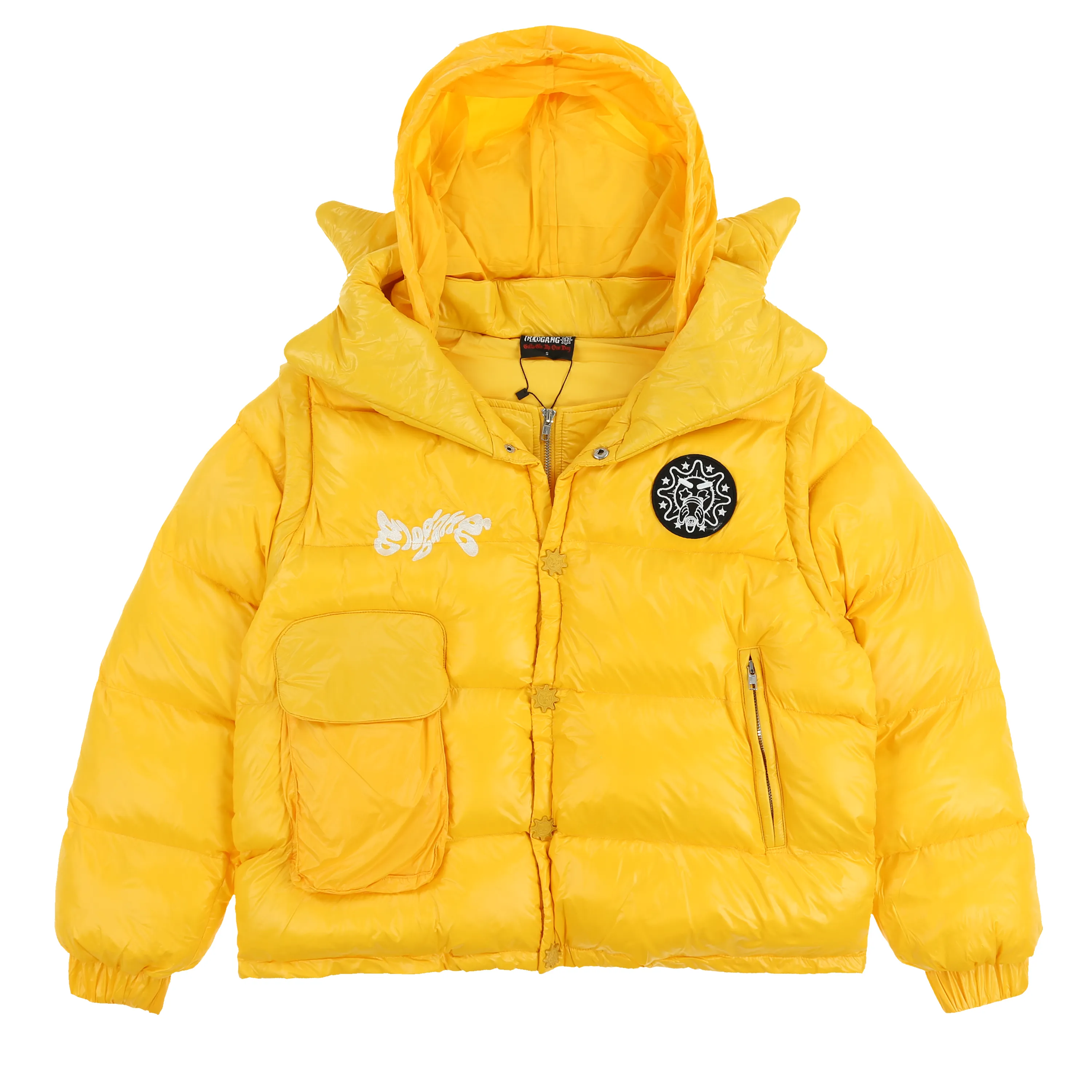 Glocler Flare Collar Puffer Jacket (Yellow)