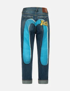 Graffiti Daicock Print Denim Jeans