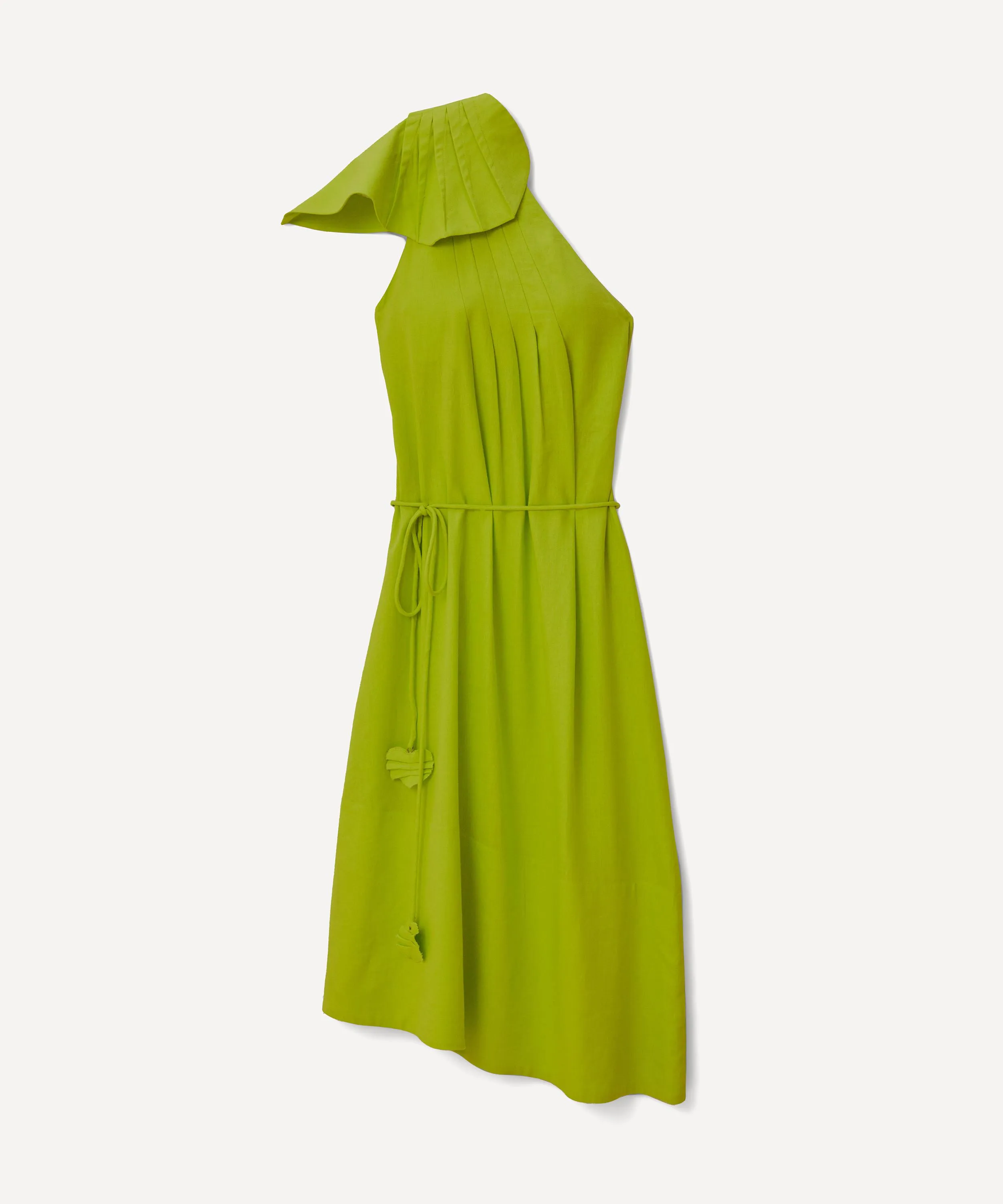 Green One Shoulder Leaf Maxi Dress