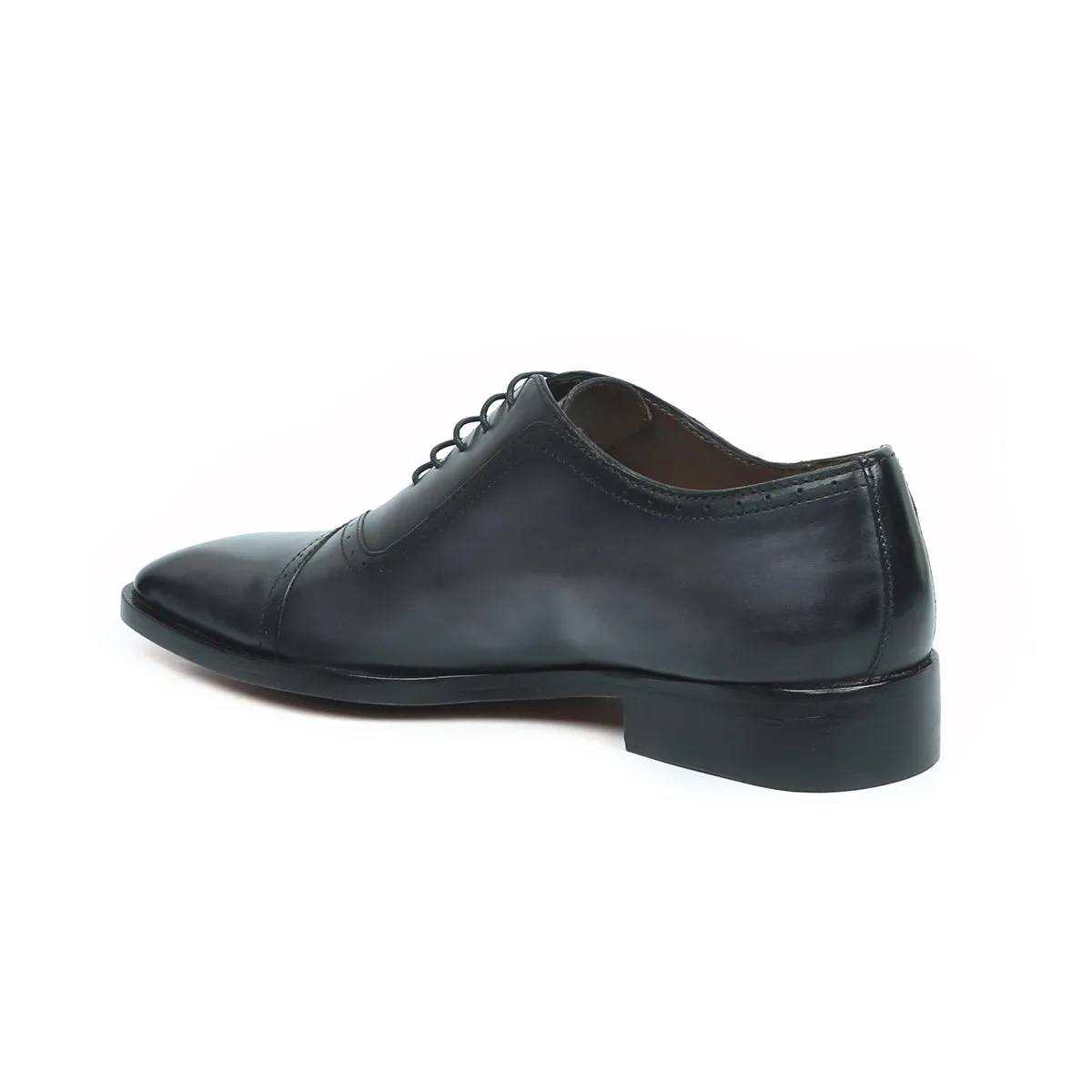 Grey Leather Hand Colored Overlap Oxfords by Brune & Bareskin