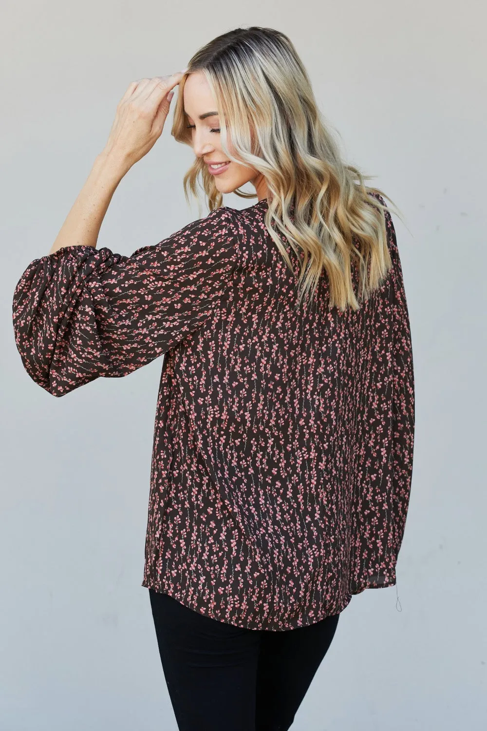 Haptics Ditsy Floral Balloon Sleeve Blouse