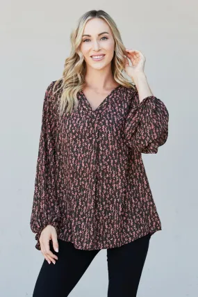 Haptics Ditsy Floral Balloon Sleeve Blouse