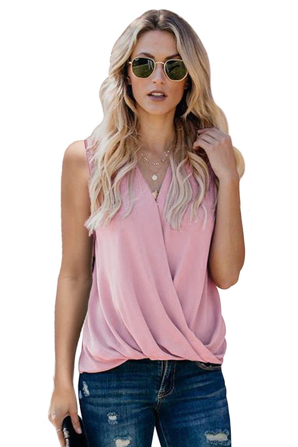 Haute Edition Women's Casual Wrap Loose Fit Blouse Tank