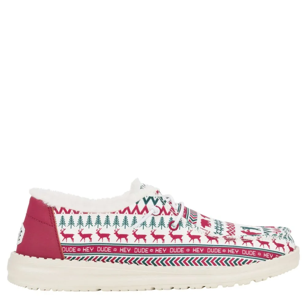 HEYDUDE  WOMENS WENDY HOLIDAY SLIP ON SNEAKER