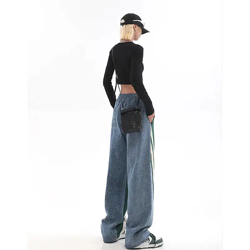 High Waist Contrast Color Drawstring Tie Up Sweatpants