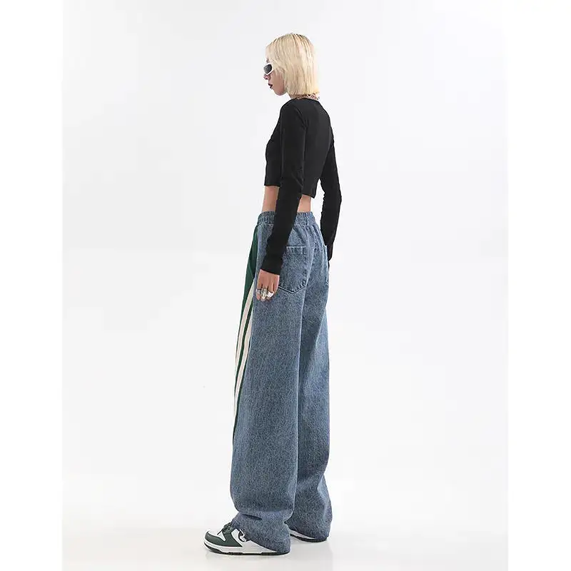 High Waist Contrast Color Drawstring Tie Up Sweatpants