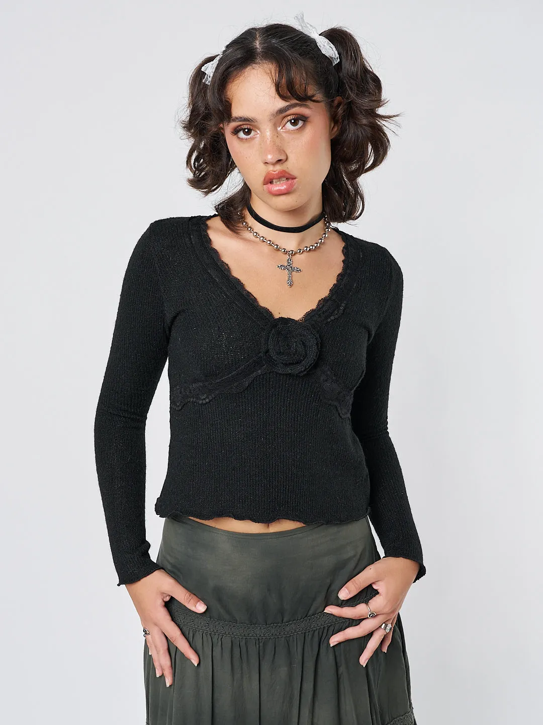 Ida Rose Black Knitted Top