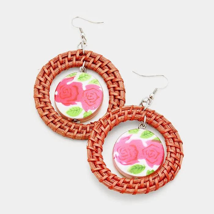 iLLASPARKZ Woven Hoop Flower Circle Dangle Earrings