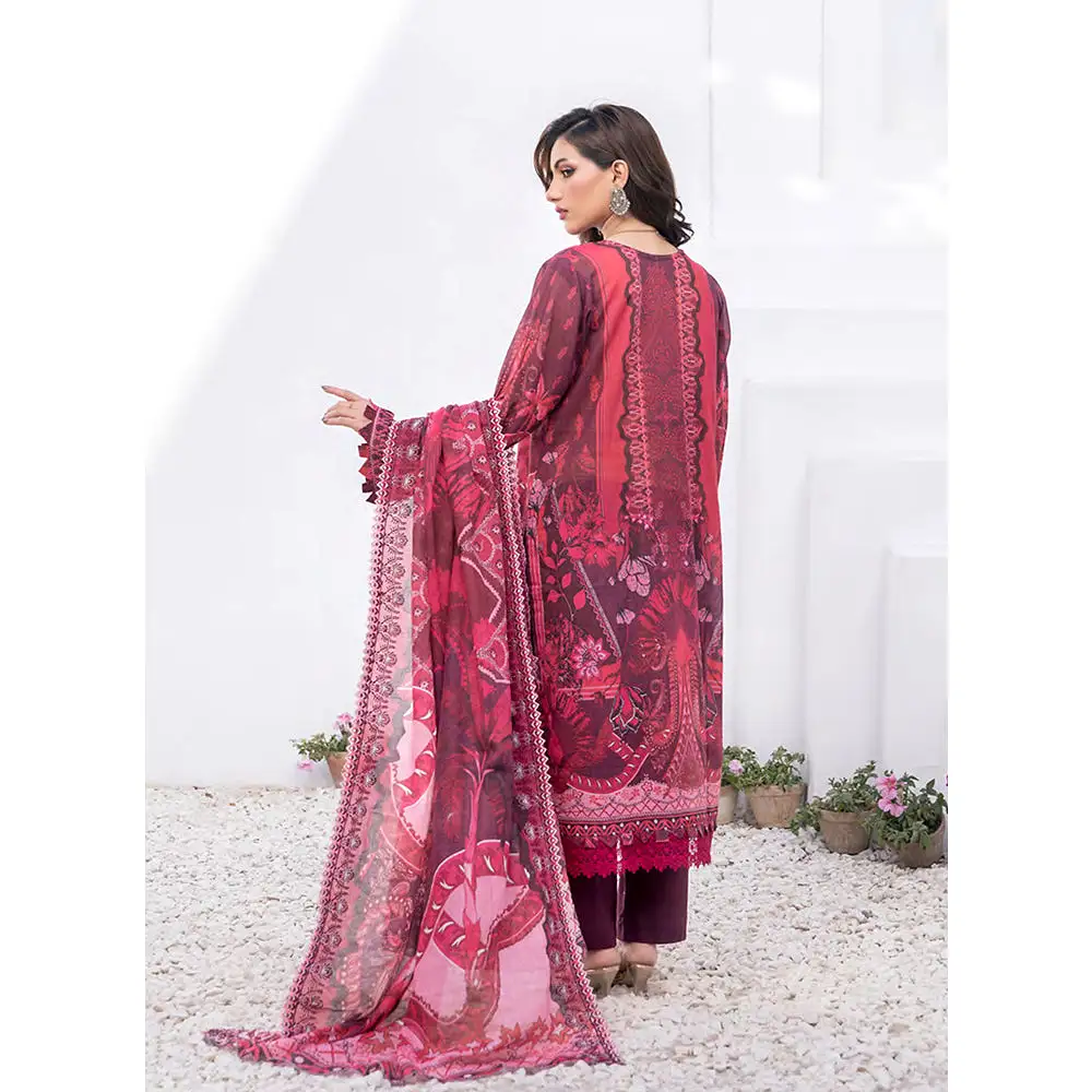 Janan Printed Lawn Embroidered  Suit 3Pcs with Cut Work Dupatta - 1