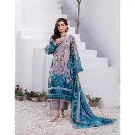 Janan Printed Lawn Embroidered  Suit 3Pcs with Cut Work Dupatta - 3