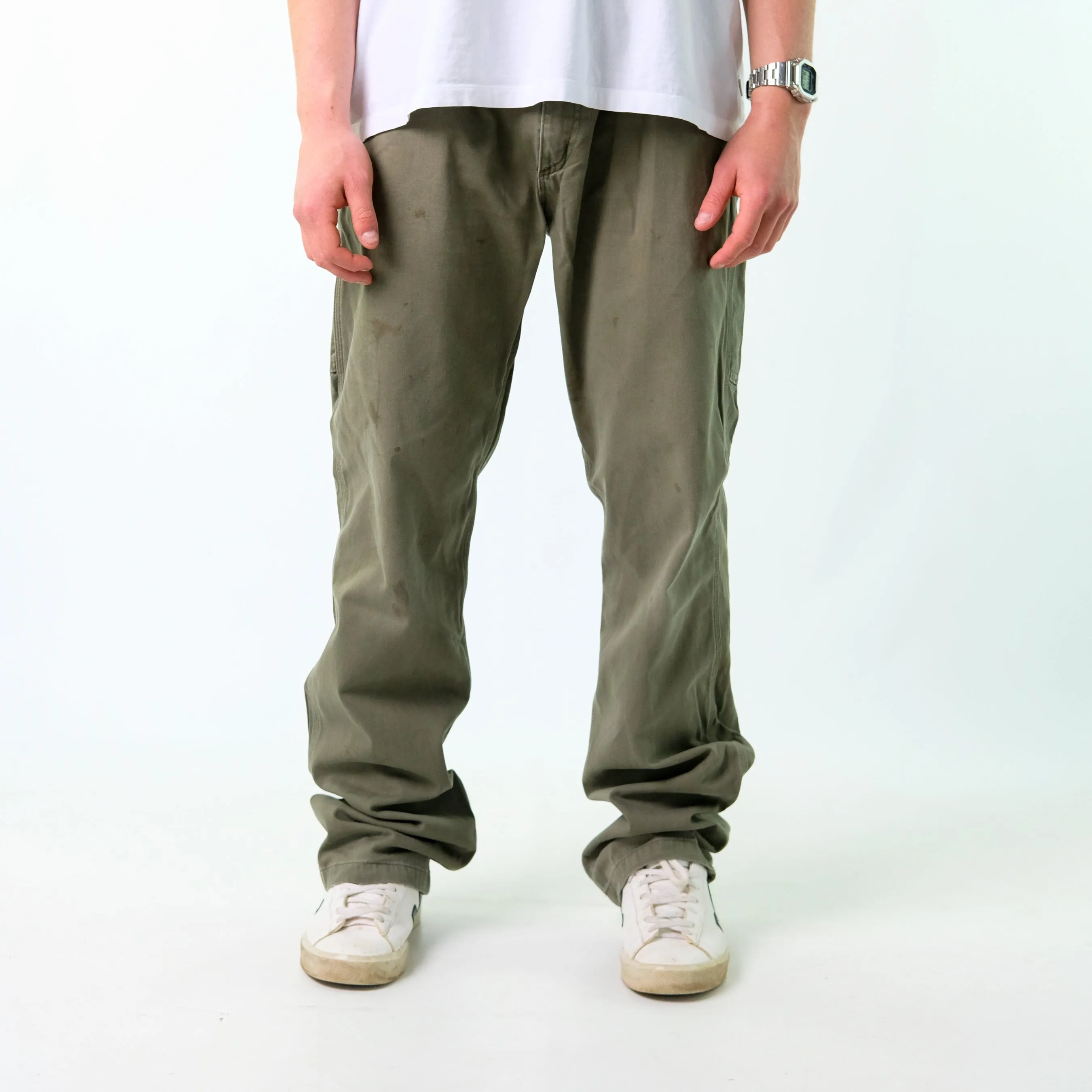 Khaki Green y2ks Carhartt Canvas Carpenter Jeans Baggy Pants (36x36)
