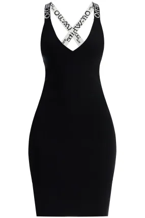 knitted dress with branded straps