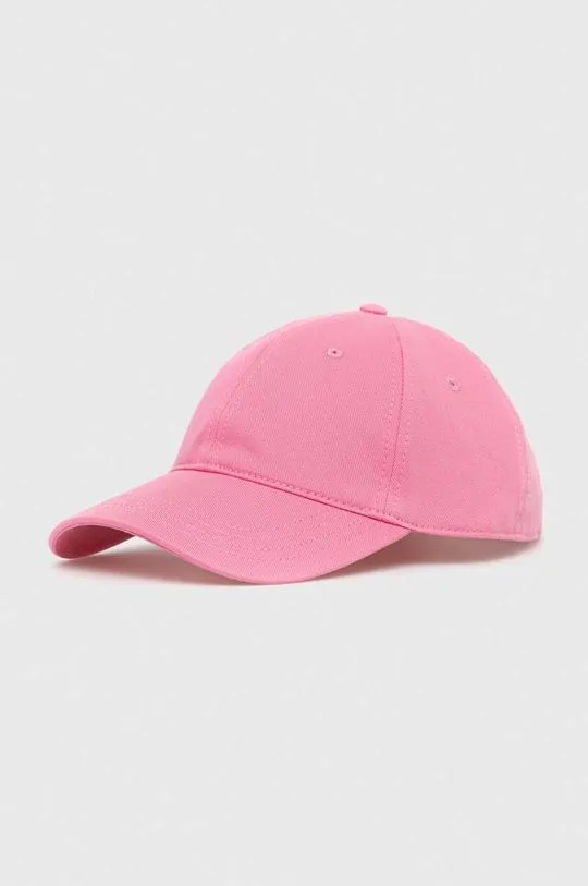 Lacoste cotton baseball cap pink color smooth