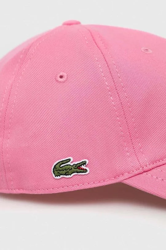 Lacoste cotton baseball cap pink color smooth