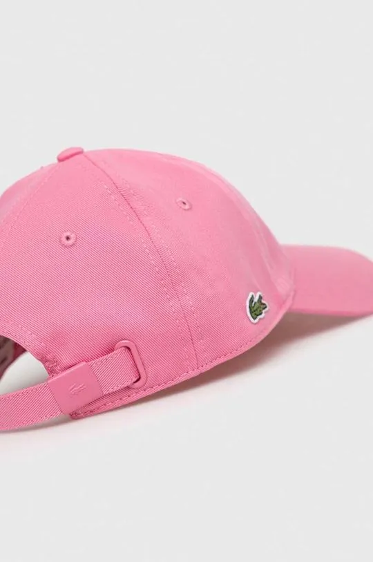 Lacoste cotton baseball cap pink color smooth