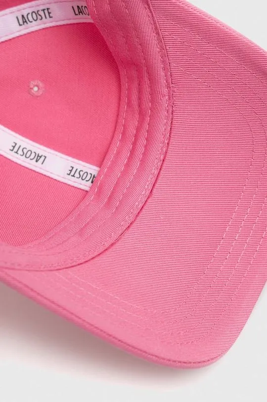 Lacoste cotton baseball cap pink color smooth