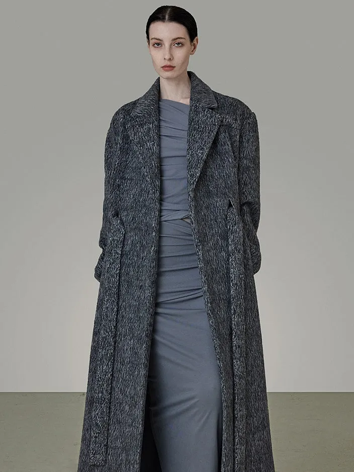 Loose Belted Suit Collar Long Coat