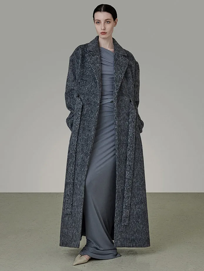 Loose Belted Suit Collar Long Coat