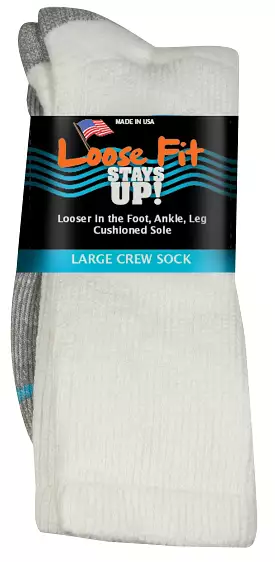 Loose Fit Stays Up Cotton Casual Crew Socks