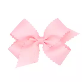 Medium Scallop Hair Bow - Light Pink