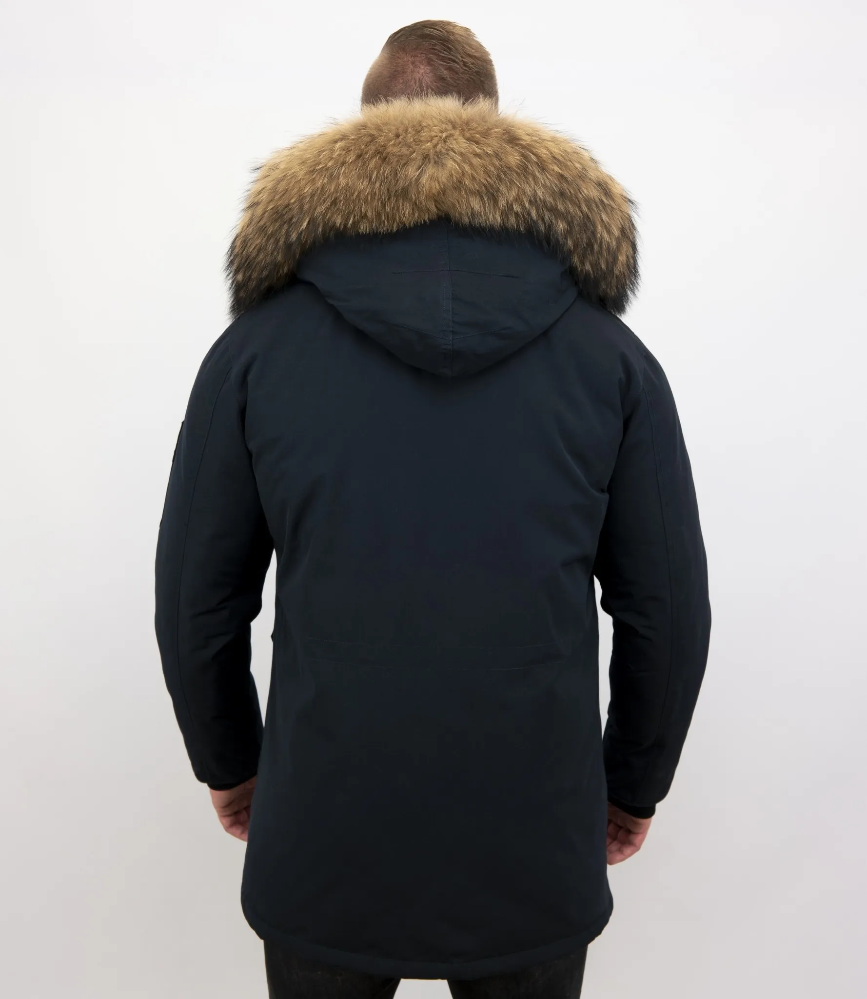 Men Parka Whiter Coat Long Blue