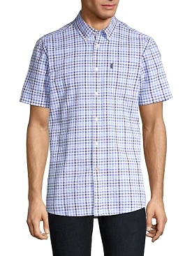 Men's Barbour | Seersucker Short Sleeved Shirt | Blue