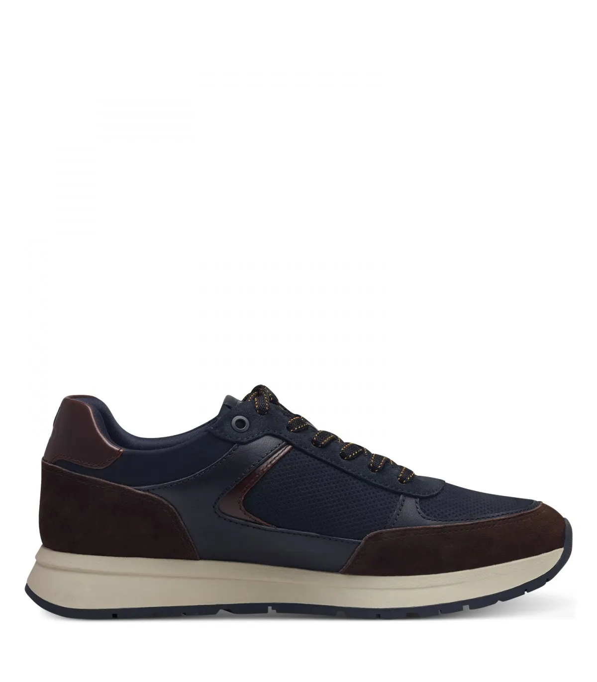 Mens Leather Sneaker Tamaris- Navy/Brown 13604