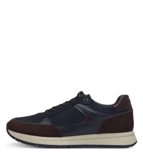 Mens Leather Sneaker Tamaris- Navy/Brown 13604