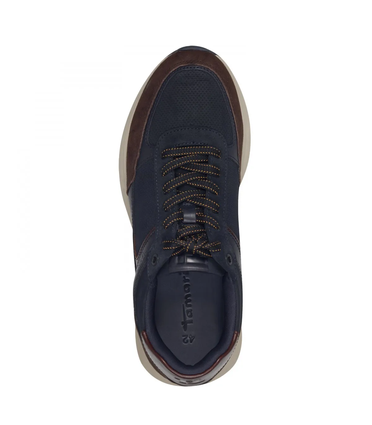 Mens Leather Sneaker Tamaris- Navy/Brown 13604