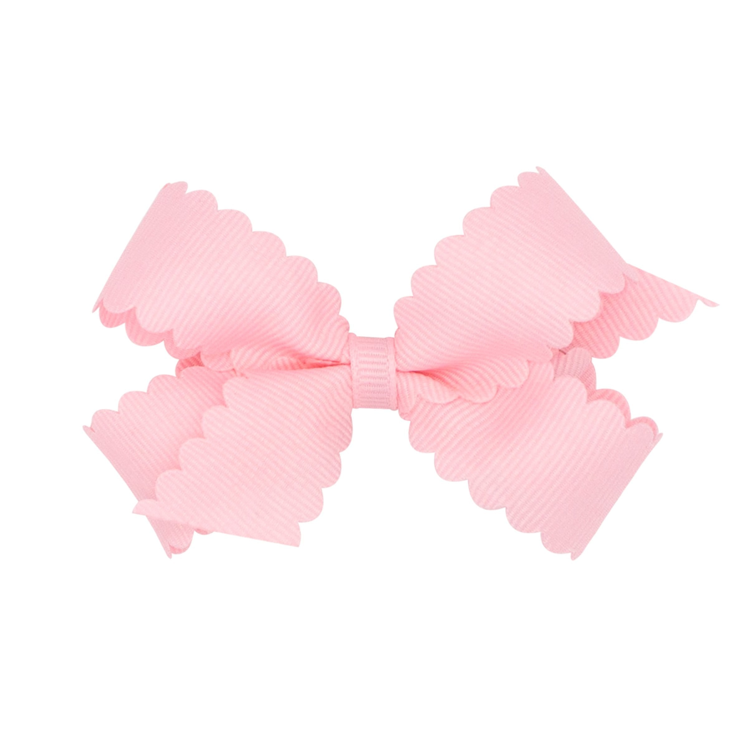 Mini Scallop Hair Bow - Light Pink