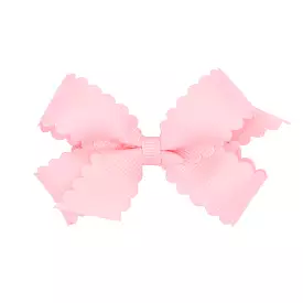 Mini Scallop Hair Bow - Light Pink