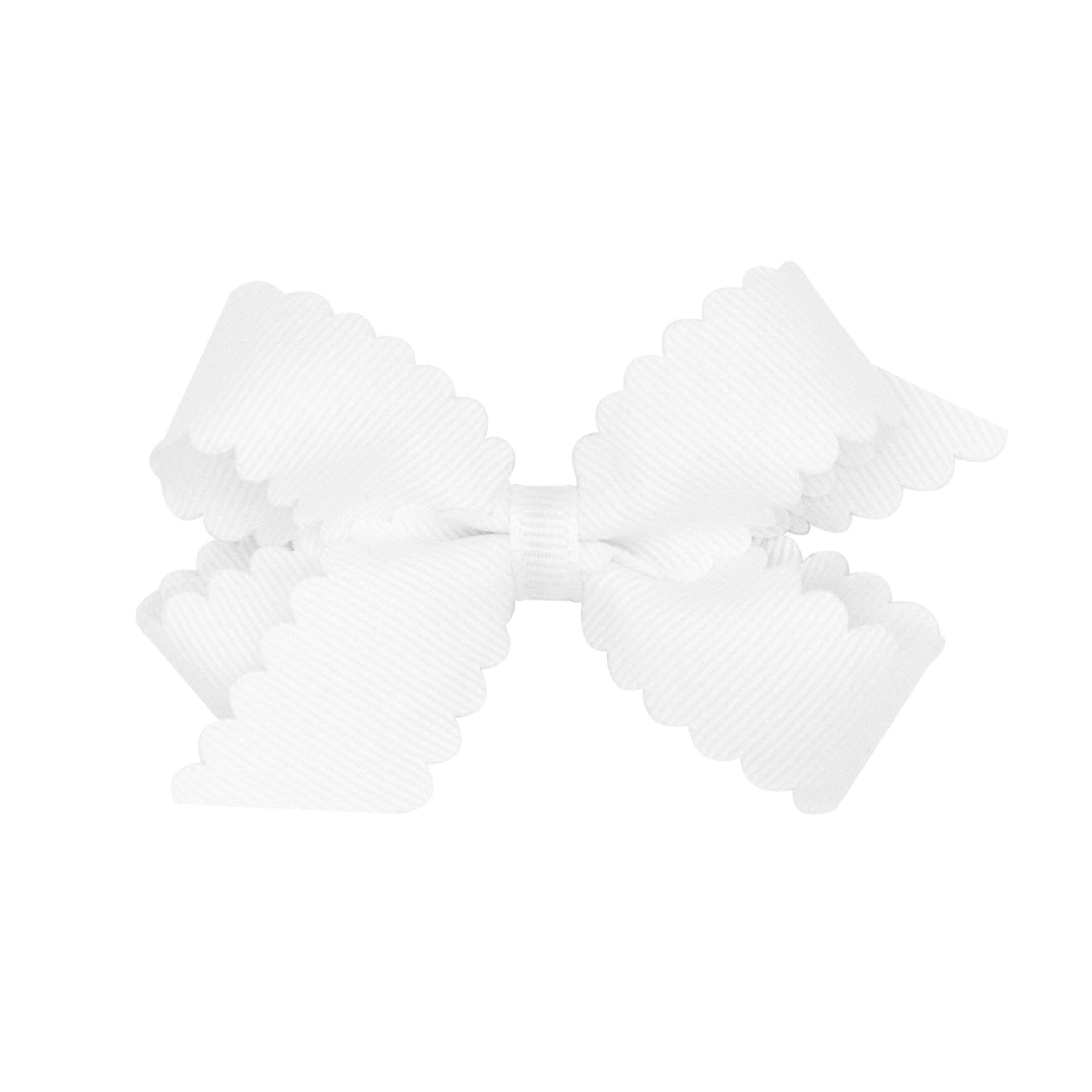 Mini Scallop Hair Bow - White