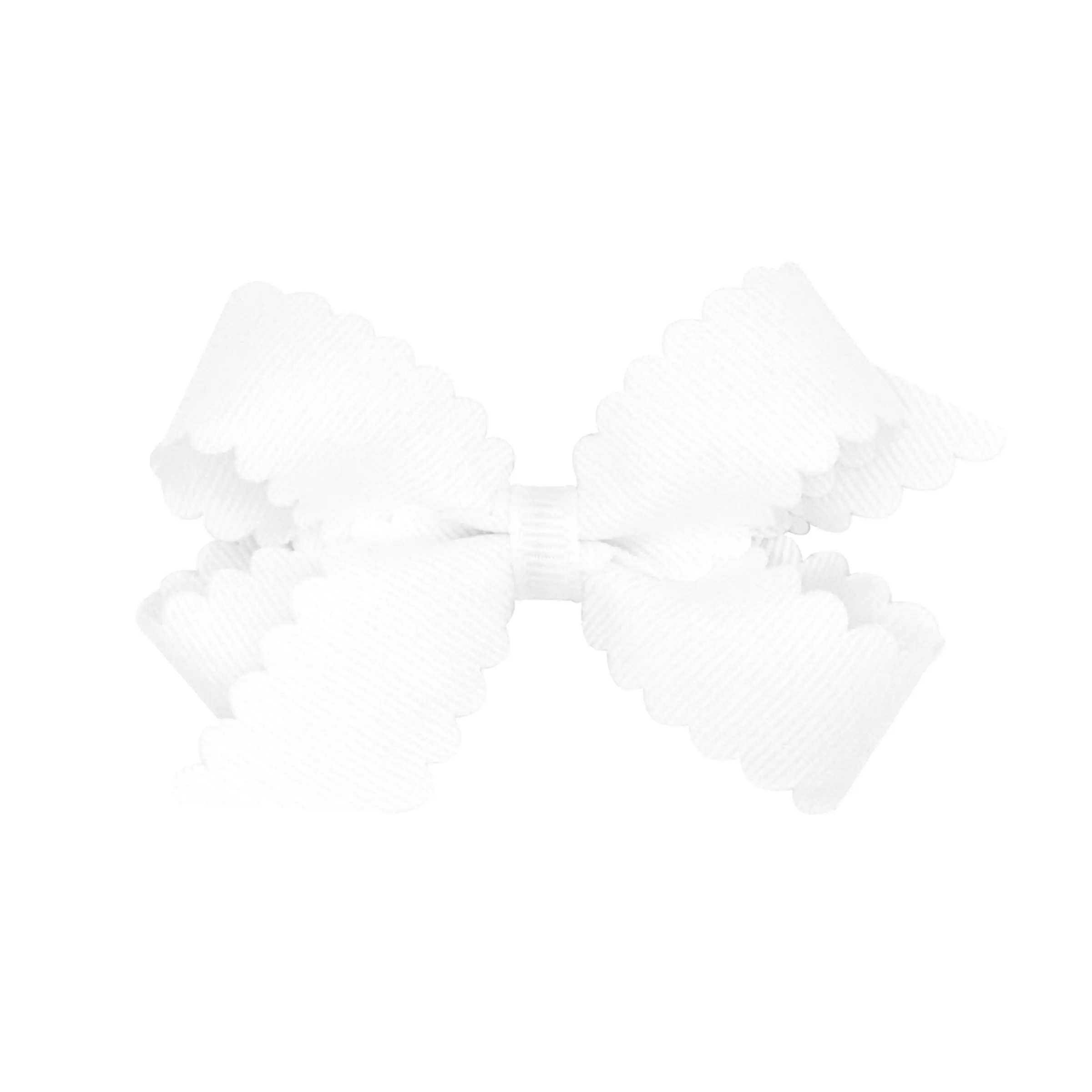 Mini Scallop Hair Bow - White