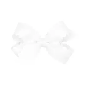 Mini Scallop Hair Bow - White