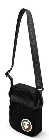 Moonface patch crossbody bag Black