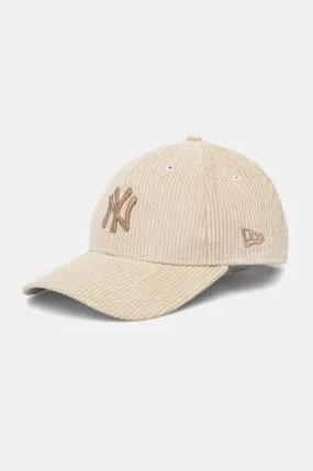 New Era cotton baseball cap CORD 9FORTY® NEW YORK YANKEES beige color with an application 60565252