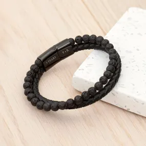 Personalised Mens Woven Duo Black Bracelet