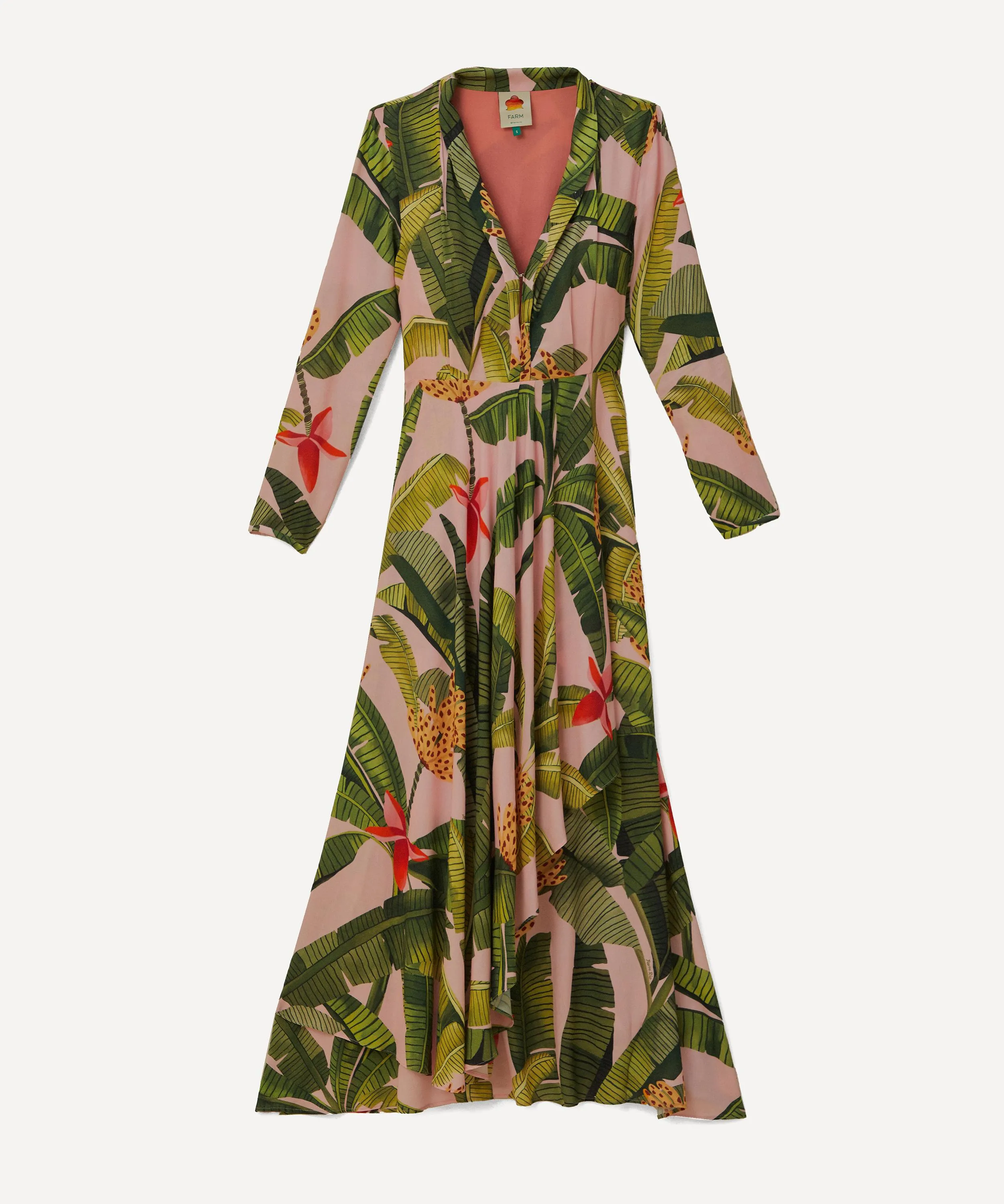 Pink Banana Leaves Maxi Dress