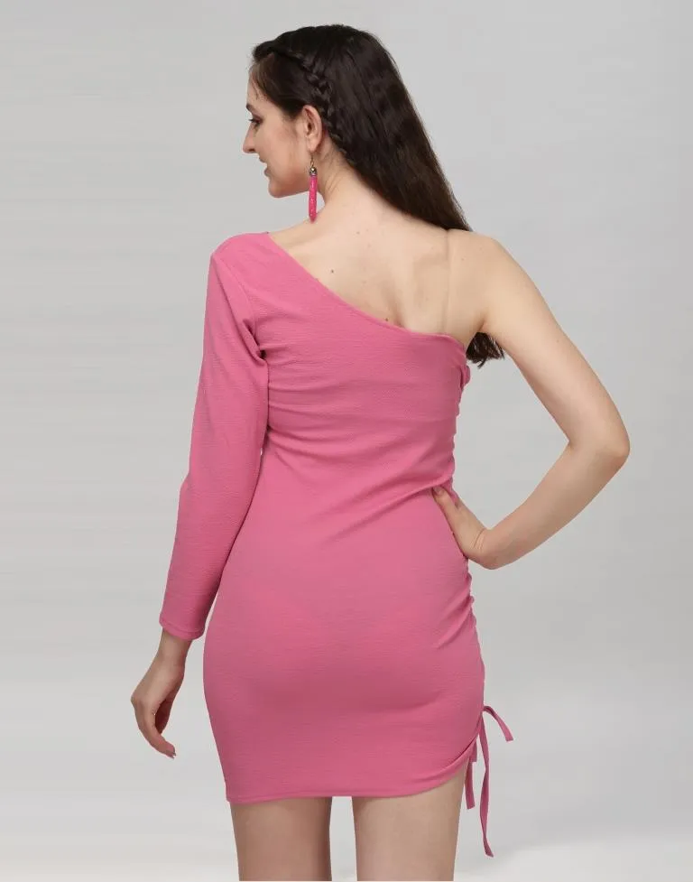 Pink Coloured Knitted Lycra Dress