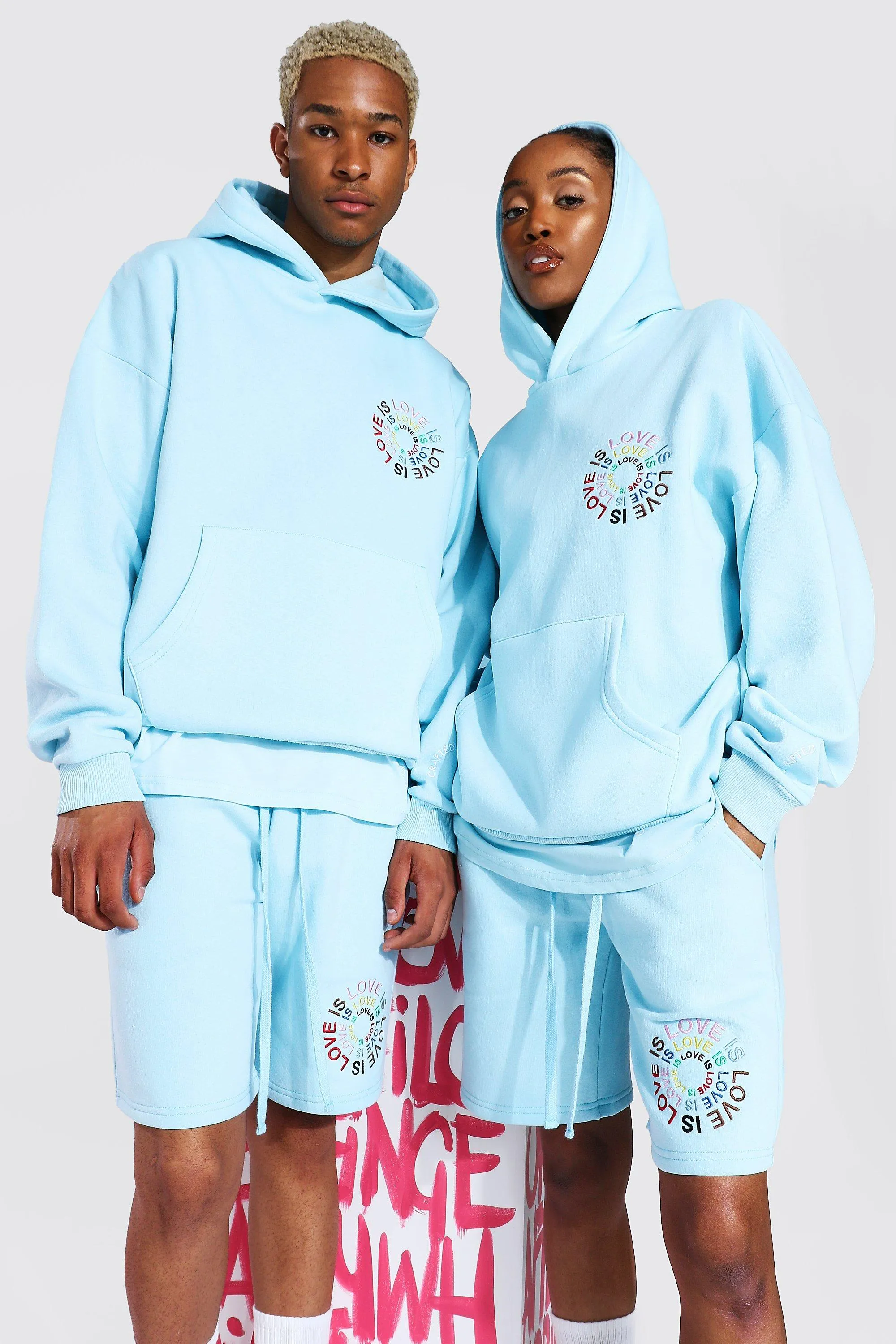 Pride Love Is Love Circle Print Hoodie | boohooMAN UK