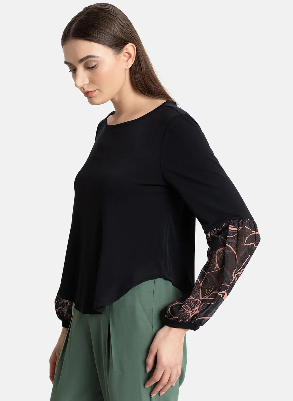 Print Balloon Sleeve Top