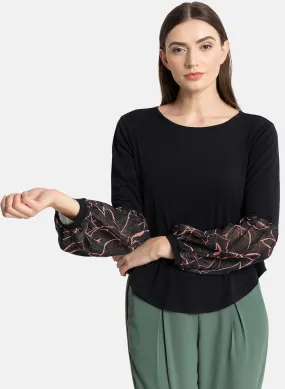 Print Balloon Sleeve Top